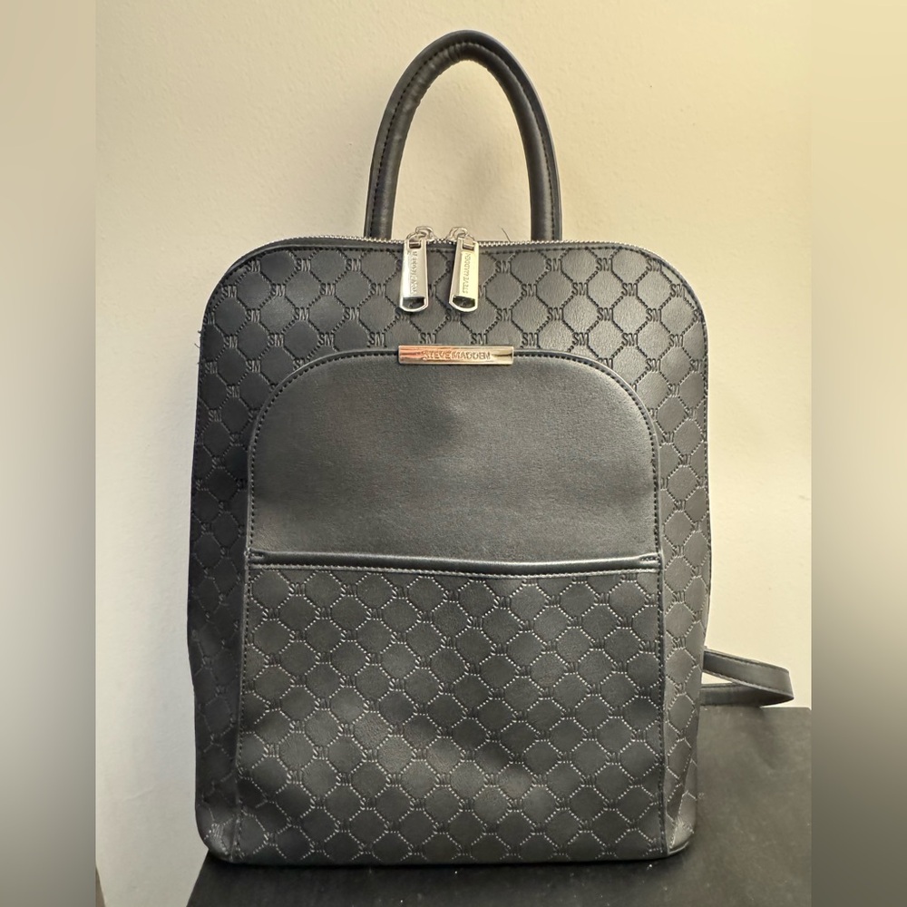 Steve Madden Black Leather Backpack